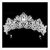 Silver Princess Crown Tiara Headband, Vintage Baroque Diadem Crown for Women + 2 Free Hair Pins (Silver)