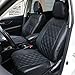 Leader Accessories Diamond Design Black Leather Seat Covers Set for Car Truck SUV Front Seat Sideless Seat Protector
