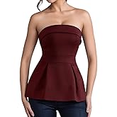 FIGKICKSEN Strapless Tube Top for Women Going Out Y2k Summer Bandeau Top Ruffle Hem Sexy Off The Shoulder Bustier Trendy Tops