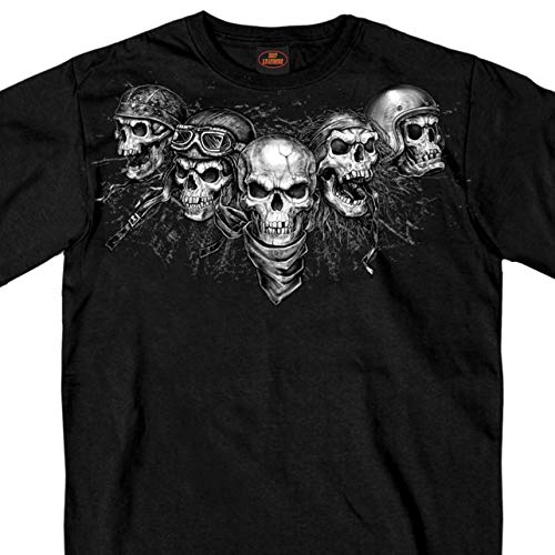 Hot LeathersHot Leathers unisex adult Tattoo GMS1423 Men s Five Skull Short Sleeve Black Shirt, Black, XX-Large