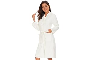 Knuffnee Terry Cloth Robe for Women Bathrobe Knee Length Bath Gown Lightweight Kimono Robe
