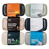O Naturals 6-Piece Black Bar Soap Collection. 100% Natural. Organic Ingredients. Helps Treat Acne, Repairs Skin, Moisturizes, Deep Cleanse, Luxurious. Face & Body Women & Men. Triple Milled, Vegan 4oz