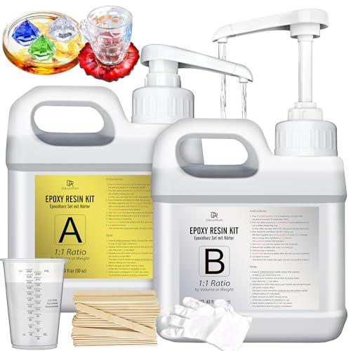 Photo 1 of Epoxy Resin Kit - 0.6 Gallon Crystal Clear Self-Leveling Epoxy Resin with Pump for DIY Resin Art, Table Top, Jewelry Making - 1:1 Ratio Bubbles Free High-Gloss Casting Resin for Coating, Molds, Wood