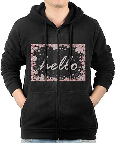 FlorenceJ Hello Doormat Full-Zip Men's Pullover Fleece Hoodie Black S