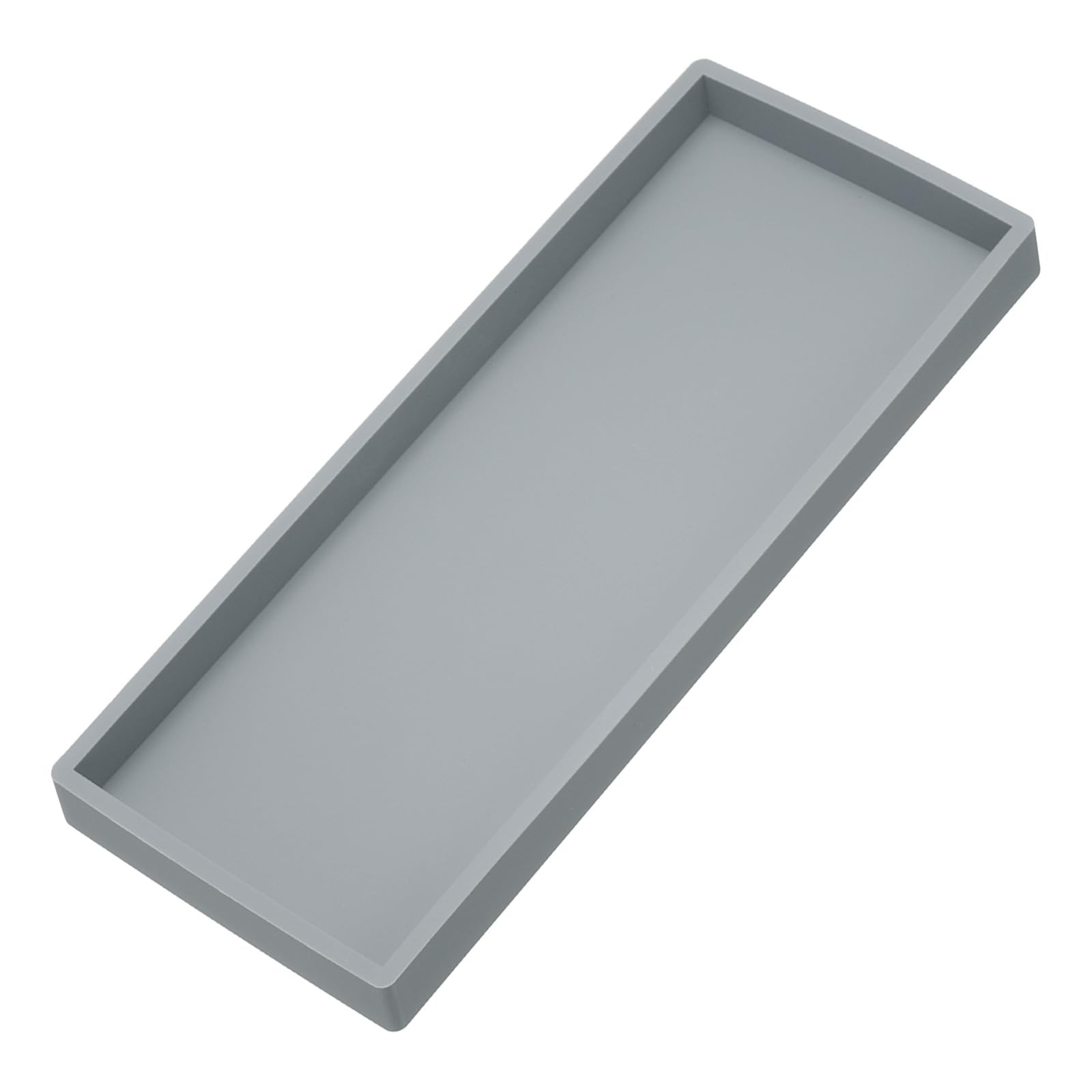 PATIKIL Silicone Bathroom Tray, 12" x 5" Soap Dispenser Tray Jewelry Organizer Dish for Restroom, Dresser, Kitchen Sink for Jewelry, Coin, Key, Grey