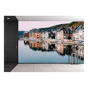 The Reflection of Building in The River - Removable Wall Mural | Self-Adhesive Large Wallpaper - 66x96 inches