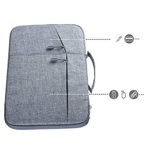 Megoo 15inch Laptop Sleeve Case Bag for MacBook Pro/ Pro Retina 15inch, 14" 15" Macbook/Dell/Chromebook/Samsung/Google Tablet Laptop Slim Water Resistant Carrying Case with Handle (14-15", Gray)