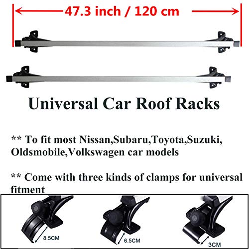 Car Roof Rack Crossbars 47inch Universal fit for Bare Roof Vehicles- Carry Your Canoe, Kayak, Cargo Safely - Mounts to The Rooftop of Your Car or SUV | Raised Side Rail Gap Gutters No Needed