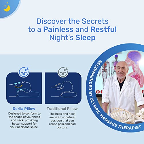 Derila Cervical Memory Foam Pillows The Ergonomic Side, Back, Stomach Sleeper Pillows for Neck