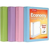 Cardinal 3 Ring Binders, Binders for School and Office, Durable 1.5 Inch, Round Rings, Holds 350 Sheets, ClearVue Presentation View, Non-Stick, Assorted Pastel Colors, 4 Pack (79552)
