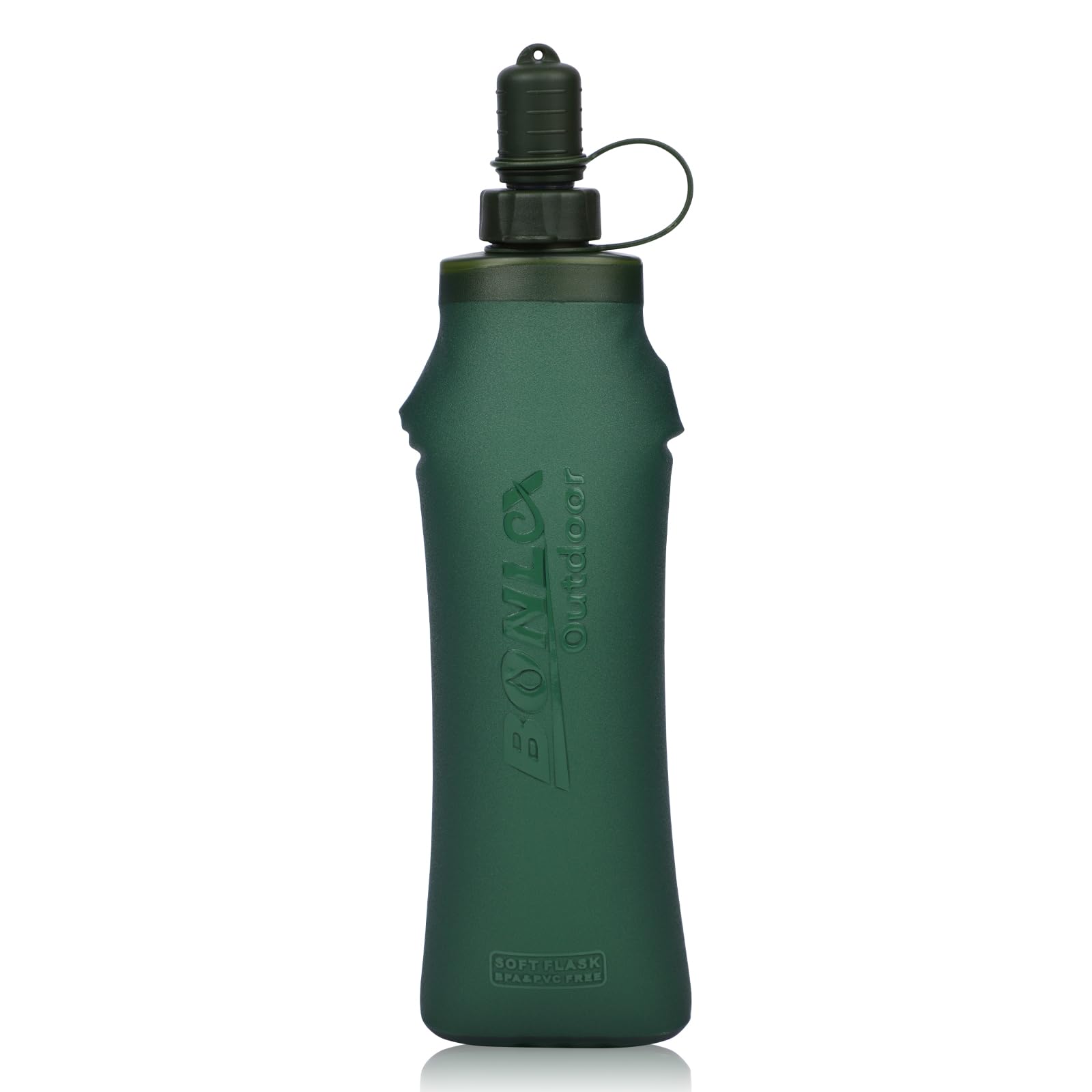 Risipu TPU Soft Flask Running Water Bottles, 500ML Folding Gel Water Bottle Reservoir Handheld for Hydration Pack Hiking Cycling Climbing Outdoors Motorbike Trail Race (Green 500ml)