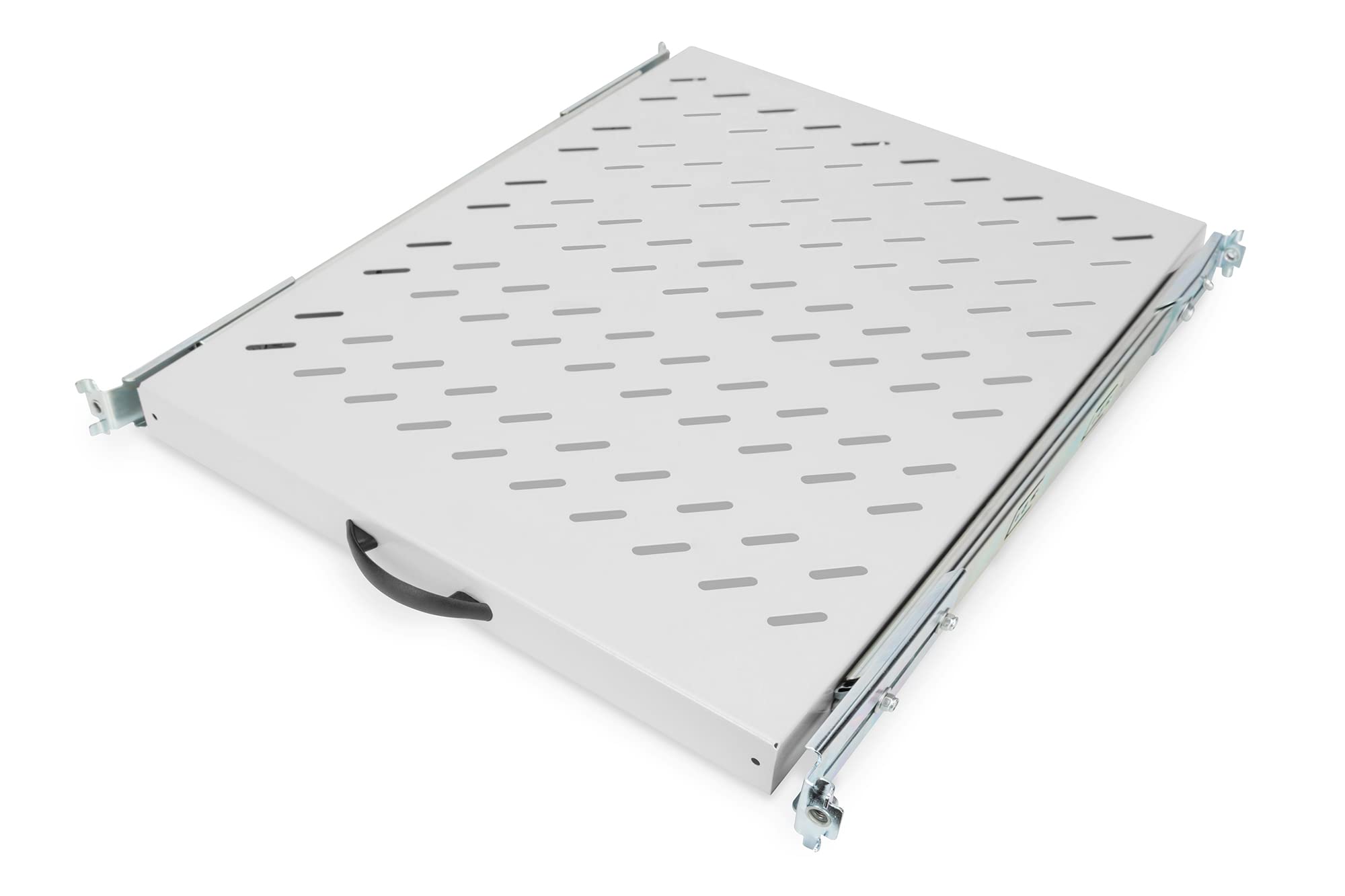 DIGITUS Pull-out shelf - 19-inch - 1U - Front and rear mounting - Load capacity 25 kg - For network and server cabinets - From 800 mm cabinet depth - Grey