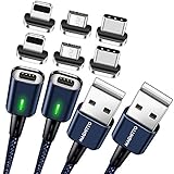 Magnetic Charging Cable MAGNITTO 3 in 1 - Magnetic Adapter - USB C Magnetic - Micro USB Magnetic Cable - USB Type C Power Cable - Compatible Quick Charge 3.0 Chargers Blue, The Newest Model 2018 GEN4