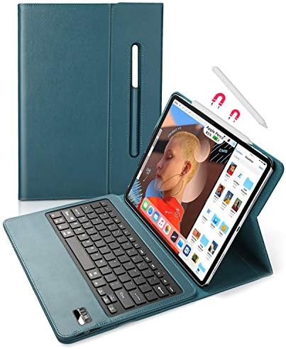 iPad Pro 12.9 2018 Keyboard Case, Tonb Shop Wireless iPad Keyboard + Folio Smart Keyboard Case, with Pencil Holder, Auto Wake/Sleep Feature for Apple iPad Pro 2018 12.9 inch (Dark green)