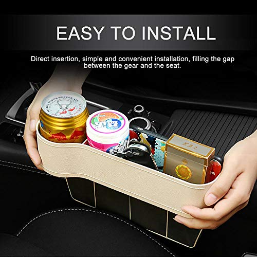 Moshbu 2 PCS Car Seat Pockets ABS Car Console Side Organizer Seat Gap Filler with Cup Holder for Cup, Cellphone, Wallet, Keys, Etc - Thumbnail 4