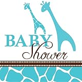 Creative Converting Baby Shower Wild Safari Blue 16 Count 3-Ply Paper Beverage Napkins