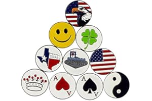 PINMEI Lot of 10 Golf Ball Markers Assorted Patterns - Soft Enamel Technique