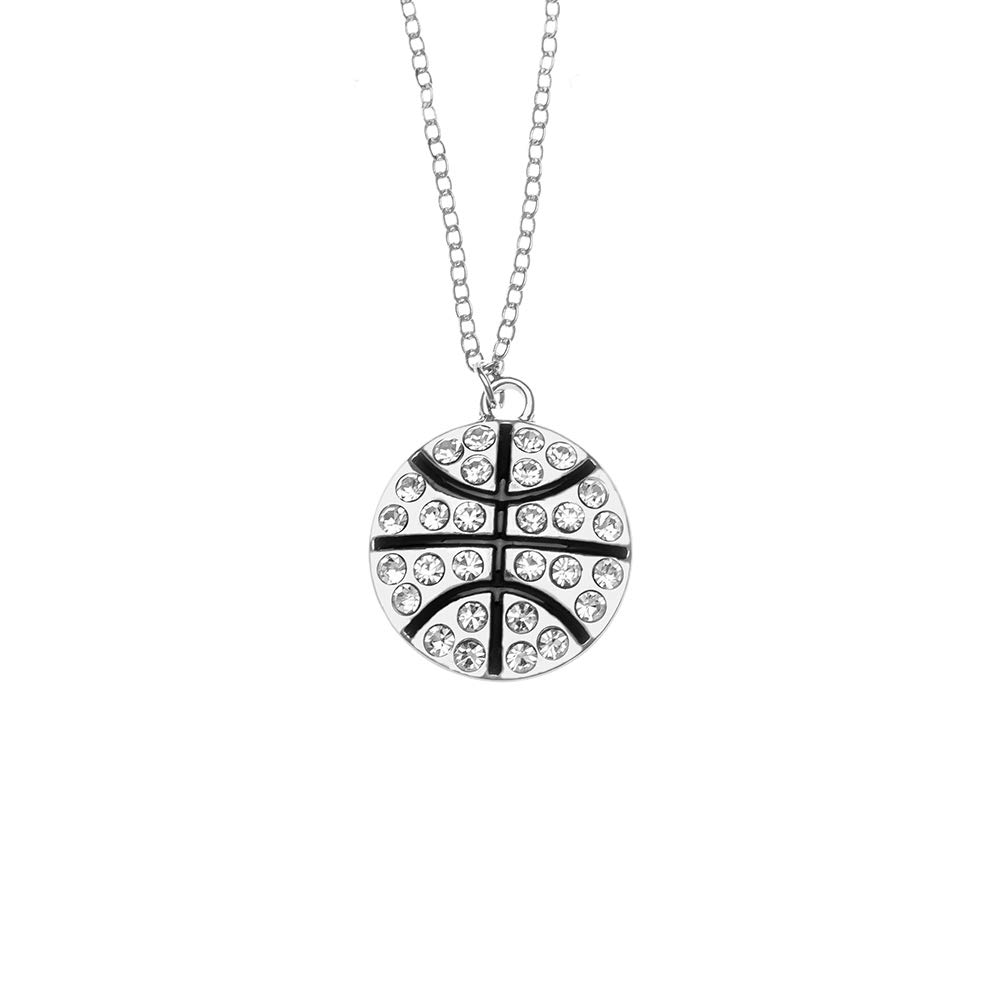 Sportybella Basketball Necklace Girls Basketball Jewelry Basketball Rhinestone Charm Necklace for Girl Basketball Players