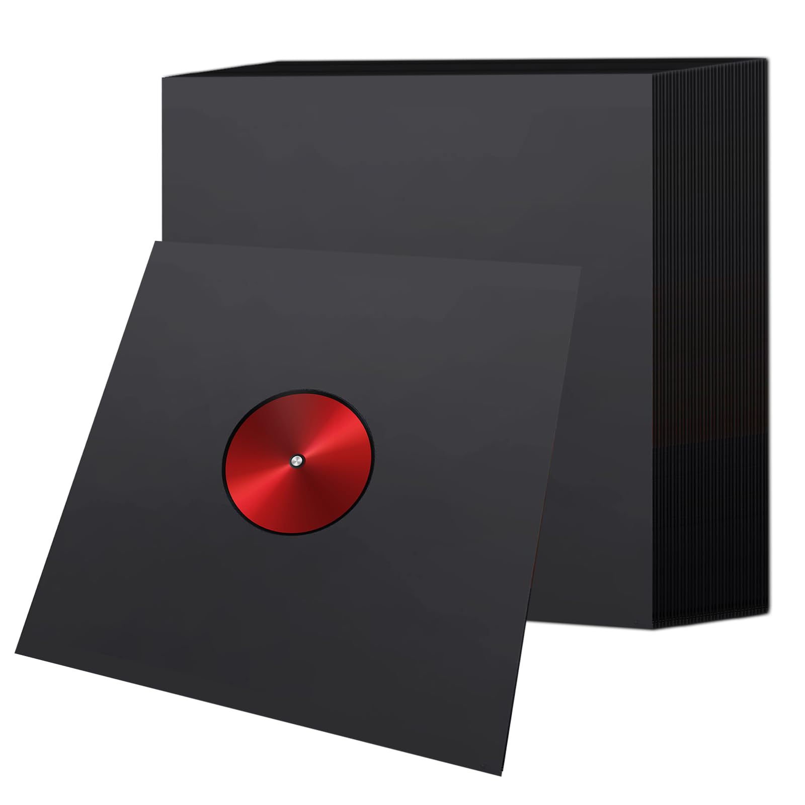 Photo 1 of Haploon 100 Pcs Paper Vinyl Record Sleeves Black Protection Paper Covers 7.3 Inch Vinyl Record Album Covers Black Paper Inner Sleeve with Holes for Storage ?Black?