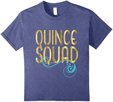 unisex-child Quinceanera Birthday Shirt 15th 15 Quince Squad Gold Aqua 12 Heather Blue