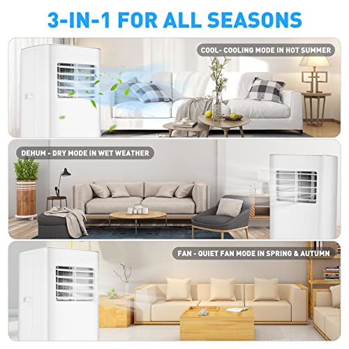Portable Air Conditioners-8,000 BTU 3-in-1 Air Conditioner Portable with Dehumidifier and Fan Mode, Cools up to 200 square feet, Portable AC with Remote Control＆24 Hours Timer for Home, Office, Dorms