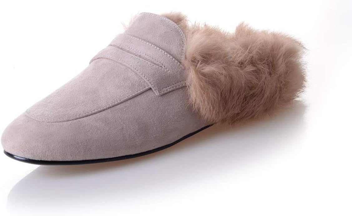fur backless mules