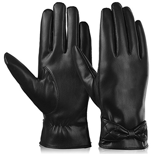 Vbiger Touchscreen Handschuhe Outdoor Handschuhe für Damen, Schwarz-2, S