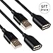 EVISTR USB Cable USB 2.0 Extension Cable 6FT 2Pack - A-Male to A-Female USB Extender Cord 5000+ Bend Lifespan for Playstation, Xbox, Printer, Scanner, Camera, Keyboard, Hard Drive