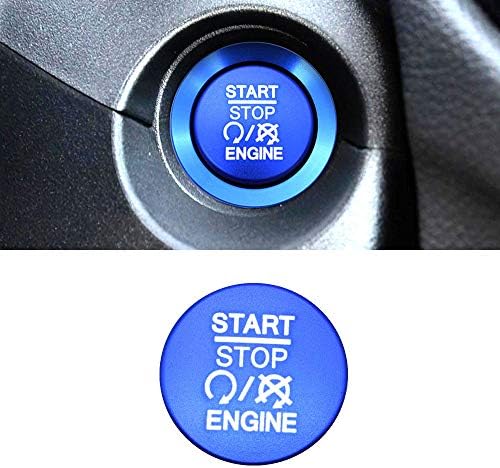 Ceyes Blue Engine Start Stop Sticker Emblem Push to Start Button Badge Starter Button Cover for Jeep Cherokee Renegade Compass Grand Cherokee Dodge Charger Challenger Journey