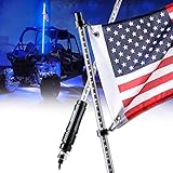 Xprite 5ft (1.5M) LED Whip Lights Waterproof Flag Pole Safety Antenna with Flag for Sand Dune Buggy UTV ATV Polaris RZR 4X4 Offroad Truck Jeep 4 Wheels - BLUE