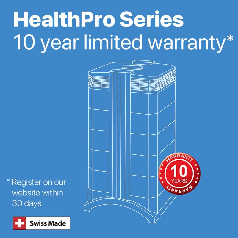 IQAir HealthPro Plus Air Purifier - Medical Grade HyperHEPA filter for home large room up to 1125 sq ft - for Viruses, Bacteria, Allergens, Asthma Triggers, Smoke, Mold, Pets, Dust, Odor, Swiss Made