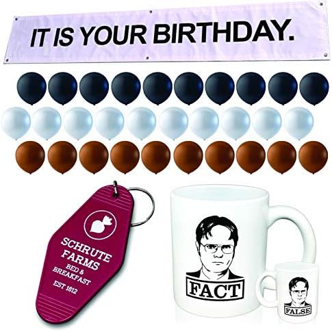 It is Your Birthday. 1'x6' Banner and (30) Balloons, Brown, Gray, and Black (1 Banner + 30 Balloons + 1 Keychain + 1 Mug)