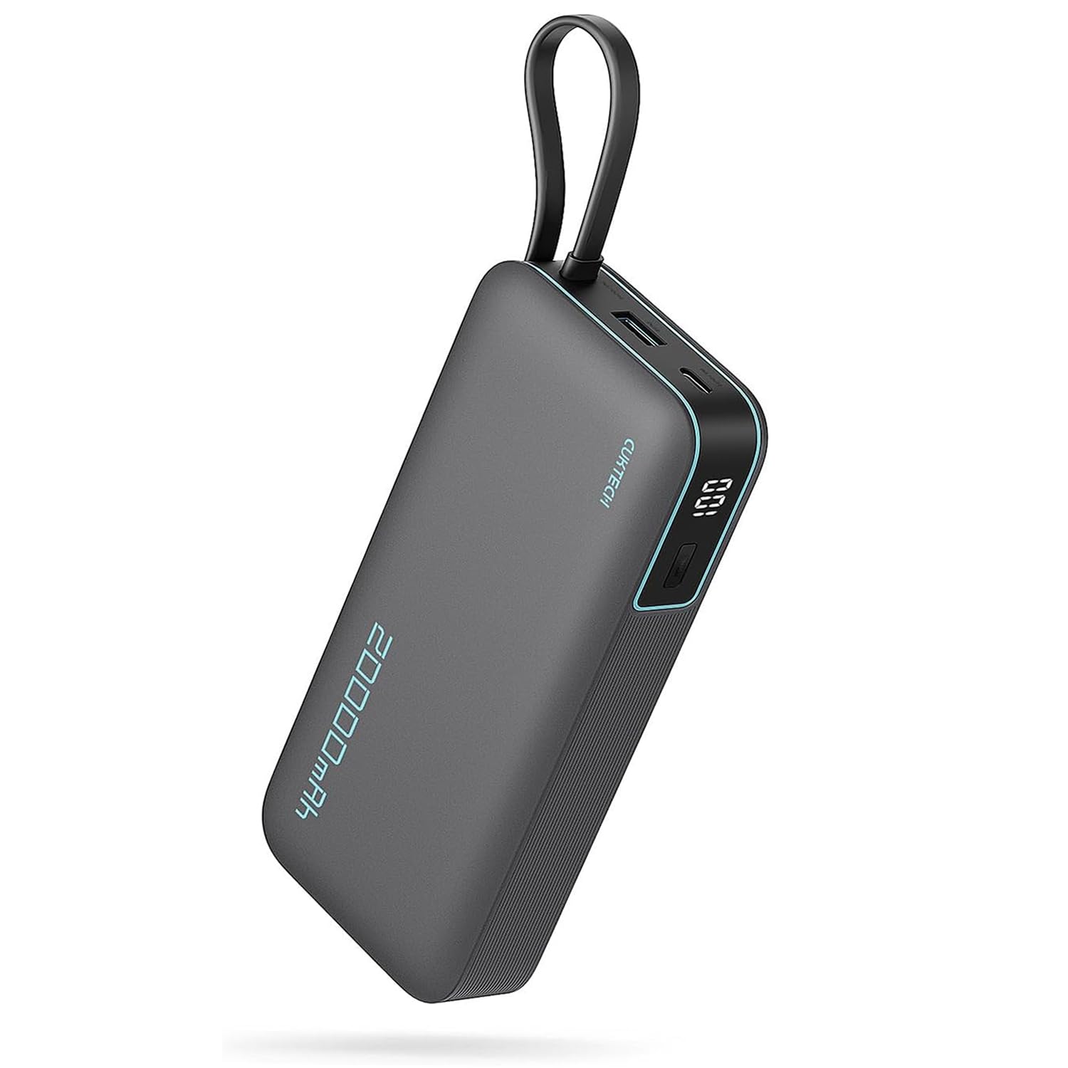 CUKTECH 45W Power Bank 20000mAh, Portable Travel Charger Built-in USB C Cable, Fast Charging Battery Pack for iPhone 16/15/14/13, iPad, Samsung Galaxy, Google Pixel, Android and More (Gray)