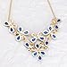 iWenSheng Women Multi-layer Flower Shaped Bubble Bib Statement Necklace (Blue)