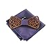 Amzchoice Classic Handmade Mens Wood Bow Tie with Matching Pocket Square Sets (2)