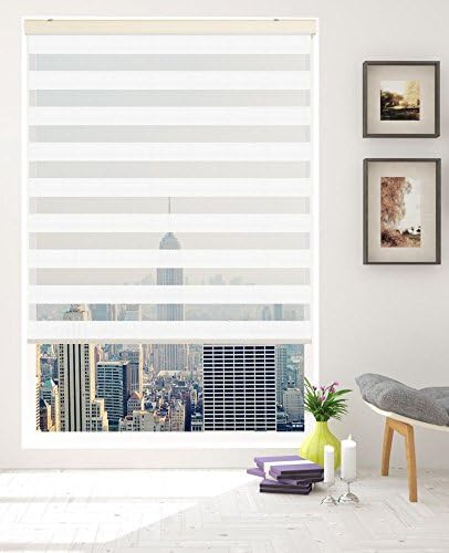 Springblinds Premium Zebra Corded Roller Shade - Modern Fabric with Cassette -Custom Made in U.S.A.
