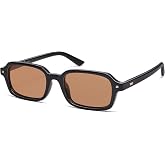 SOJOS Trendy Rectangle Polarized Sunglasses Womens Mens SJ2610 | Small Cute 90s Y2k Retro Fashion Vintage Sunnies Slim Thin N