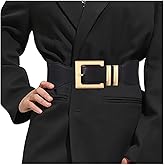 Yalice Wide Elastic Waist Belt for Women Black Thick Leather Belts with Gold Buckle