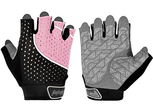 Weight Lifting Gloves for Women & Men, Anti-Slip Silica Gel Grip Padded Workout Gloves for Weightlifting, Cross Training, Gym, Fitness, Bodybuilding (Pink&Black, Medium)