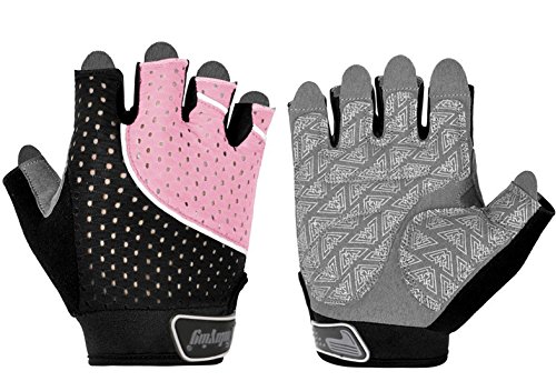 Weight Lifting Gloves for Women & Men, Anti-Slip Silica Gel Grip Padded Workout Gloves for Weightlifting, Cross Training, Gym, Fitness, Bodybuilding (Pink&Black, Small)