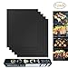 Cooshade BBQ Grill Mats 100% Non Stick Set of 5 Barbecue Mats, PFOA Free, Heat Resistant Reusable Durable Baking Mats for Oven Gas Charcoal Electric Grill
