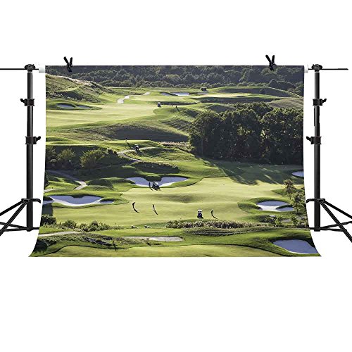 MME 10x7Ft Golf Course Backdrop Green Grass Lawn Backdrop Outside Video Studio Photography Vinyl Props LUME426
