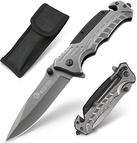 折りたたみ ナイフ Nedfossハンティングナイフ 3 In 1多機能ナイフ サバイバルナイフ フォールディングナイフ 切れ味良い安全ロック ガラスブレーカー シートベルトカッター 急脱出ツール護身用クリップ付き 便利携帯ナイフ 木を切り 釣り アウトドア