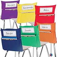 Really Good Stuff Grouping Chair Pockets – Set of 12 - Six Bright Rainbow Colors – Classroom Chair Organizer K