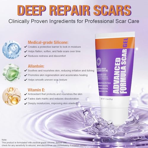 Advanced Scar Gel – Silicone Scar Gel for Keloid Bump Removal, Post-Surgery Scars, Acne Scars, Burn Marks & Stretch Marks – Scar Treatment for Old & New Scars – 1.2oz / 35g
