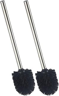 com-four® 2X WC-Bürste mit austauschbarem Bürstenkopf - edle Toiletten-Bürste mit Edelstahlgriff - Klobürste - Ø 8cm (02 Stück - Ersatzbürste schwarz)
