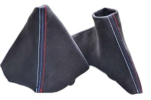 The Tuning-Shop Ltd Shift & E Brake Boot Black Alcantara With /// Stitching