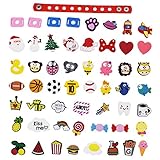XHAOYEAHX 50pcs Different Shape Shoes Charms Fits for Croc Shoes & Wristband Bracelet + 4Pcs Shoe Lace Adapter + 1Pcs 7.08in Silicone Bracelet Wristband Party Gifts