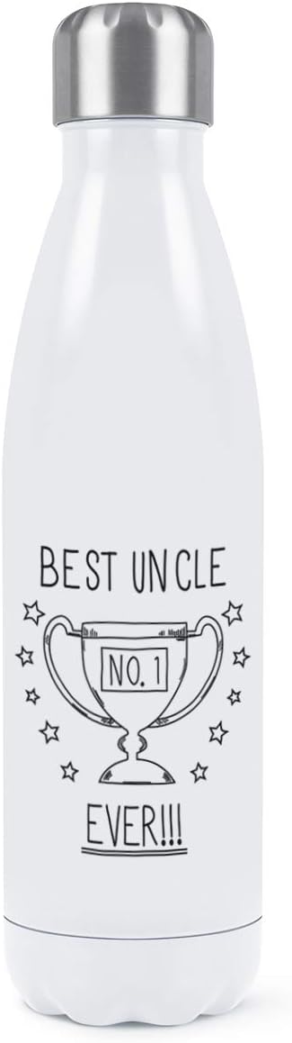 Best Uncle Ever No.1 Trophy Double Wall Water Bottle Insulated Stainless Steel Sports Drinks 500ml White