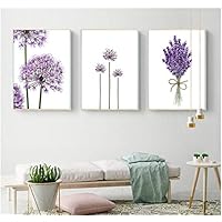 xtszlfj Lavender Flowers Poster Modern Canvas Painting, Green Posters and Prints Home Decoration Bedroom Wall Art Pictures50x70cmX3 No Frame